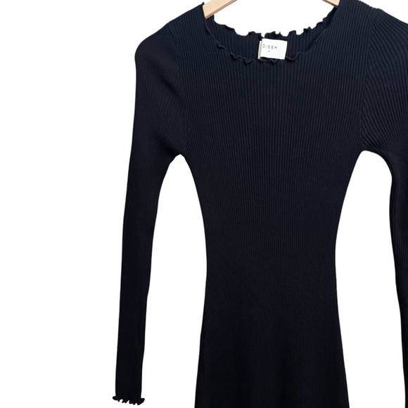 DISSH Sophia Ribbed Knit Long Sleeve Midi Dress Black - Picture 4 of 7